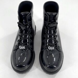 Circus by Sam Edelman Knox Womens Combat Rain Boots Black Patent Leather Sz 6